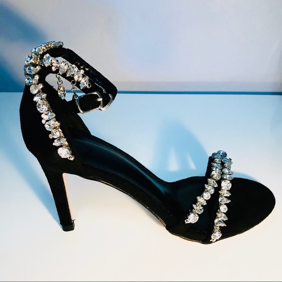 Brand-new Black Suede Crystal Heels - Picture 6 of 7